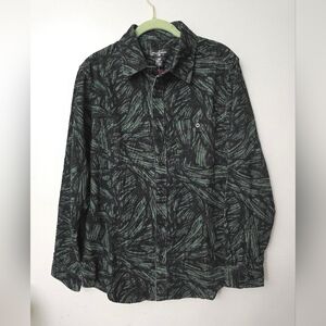 Houston White Corduroy Shirt Adult Medium Button-Up Green